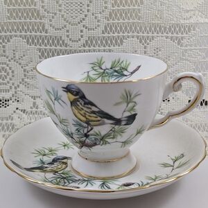 Tuscan Fine Bone China "Magnolia Warbler" Teacup & Saucer